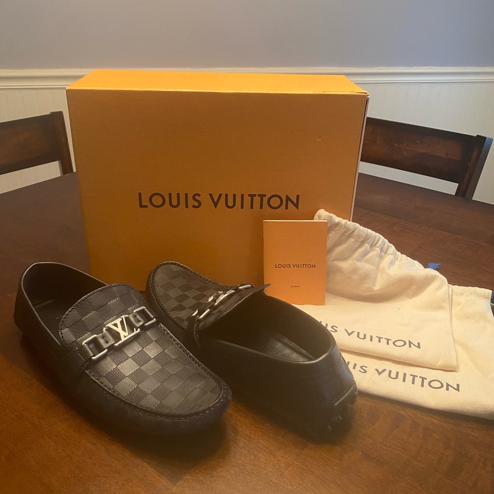 Louis Vuitton Black Loafers with Metallic Detail